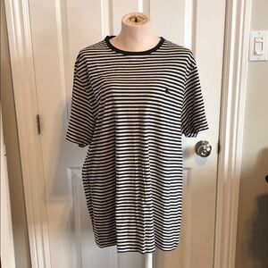 Burberry Black and White Striped Tee XXL